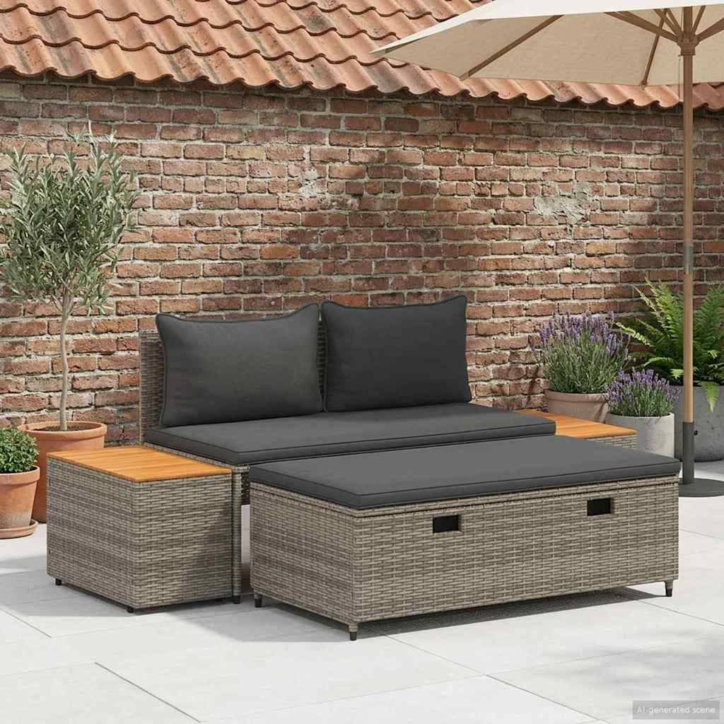 Ensemble de canapés de jardin résine tressée et acier gris 110 x 57 x 73 cm - PANGIVO