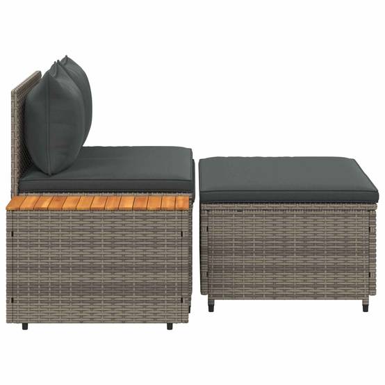 Ensemble de canapés de jardin résine tressée et acier gris 110 x 57 x 73 cm - PANGIVO - Image 9