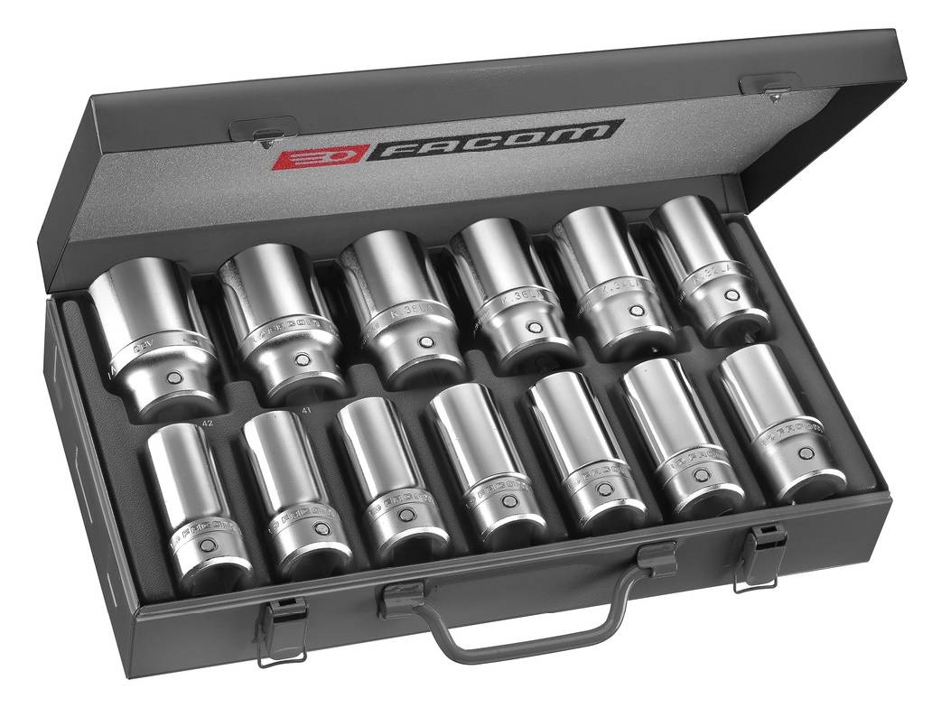 Facom - Coffret de douilles 6 pans 3/4'' longues métriques 12 pièces - FACOM - K.405E