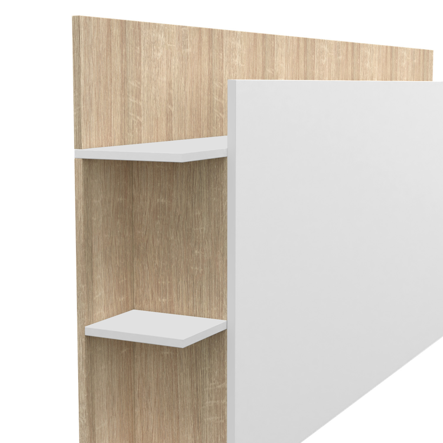 Tête de lit sur pied CIRI pour lit 140 et 160 cm avec rangements blanc et bois - Image 5