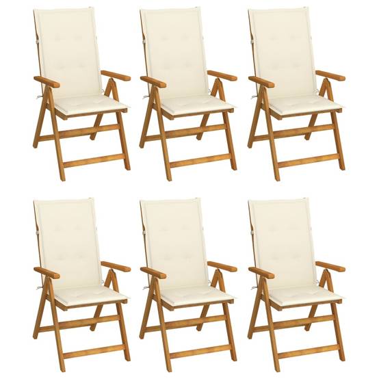 Chaises pliables jardin bois d'acacia crème 57 x 69 x 111 cm - PANGIVO - Image 1