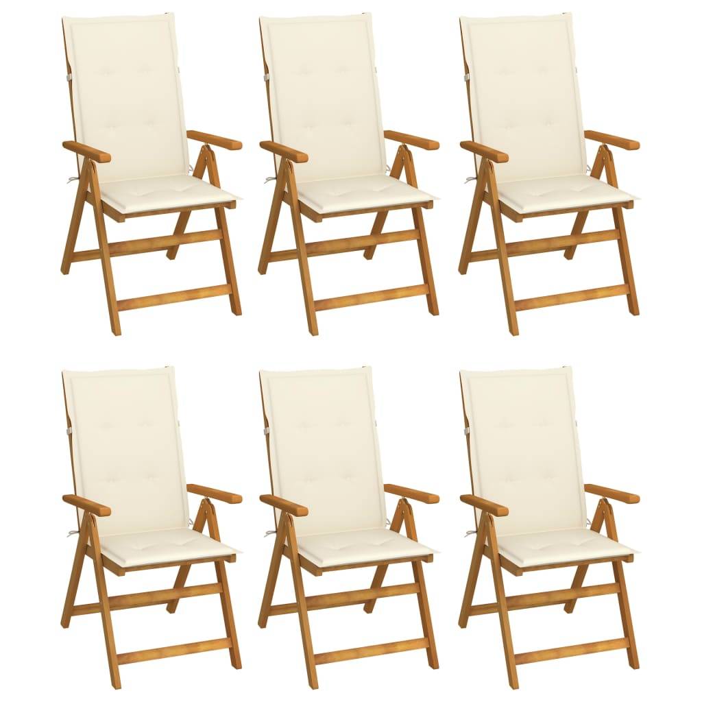 Chaises pliables jardin bois d'acacia crème 57 x 69 x 111 cm - PANGIVO - Image 1