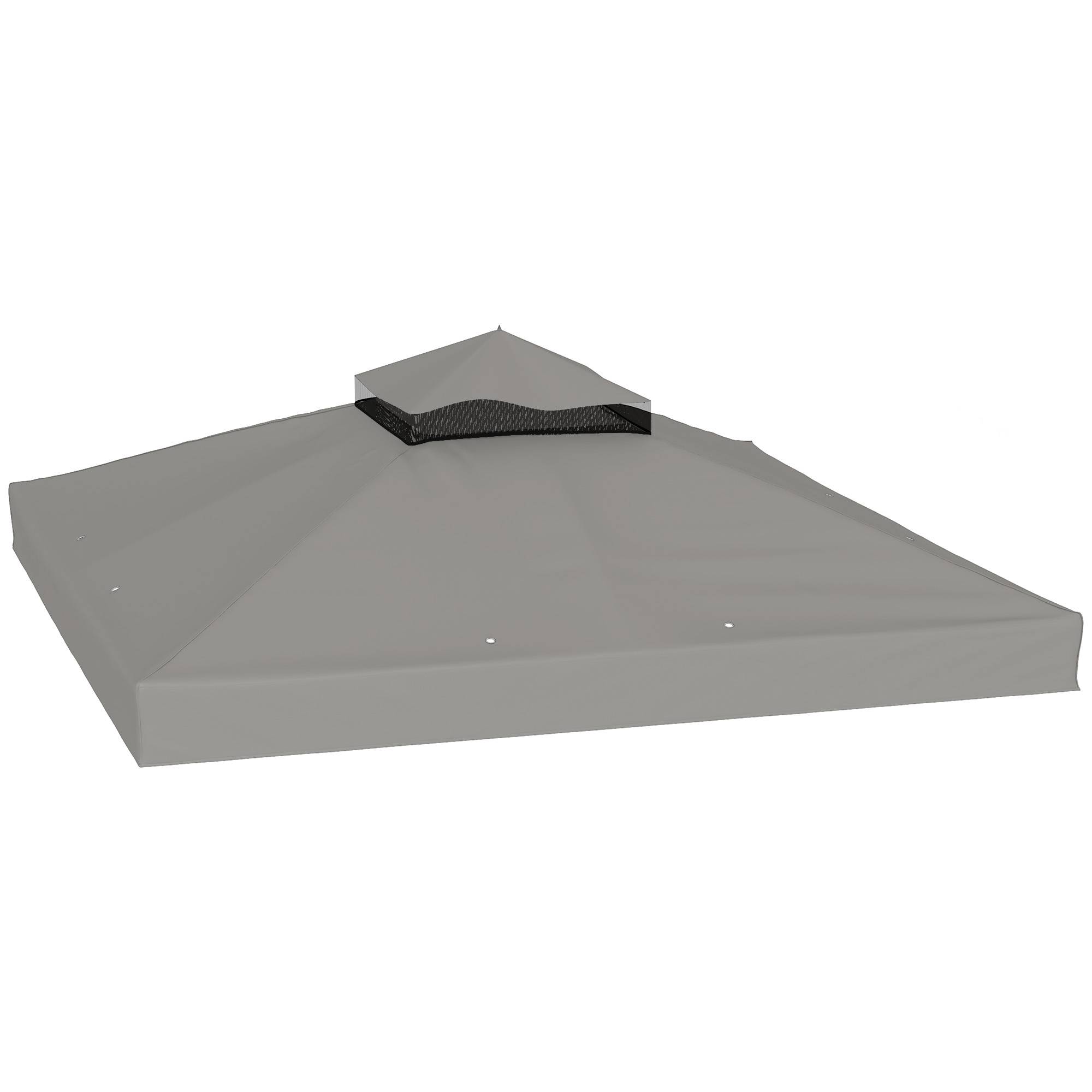 Toile pour tonnelle 3 x 3 m toile de rechange pour tonnelle à 2 niveaux protection UPF30+ trous de drainage gris - Image 1