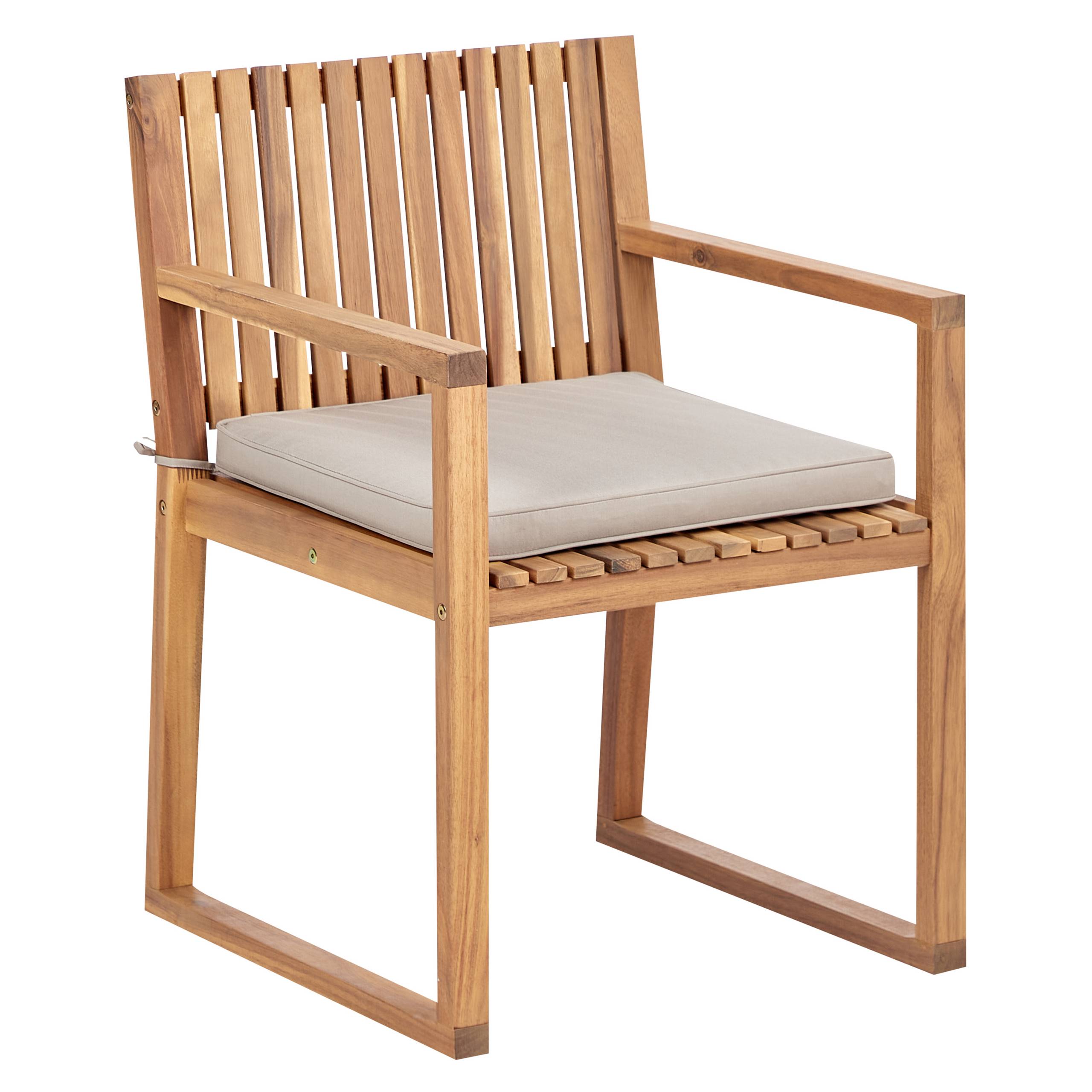 Beliani - Lot de 8 Chaises de Jardin avec Coussins Taupe en Bois d'Acacia Certifié Style Rustique - Image 4