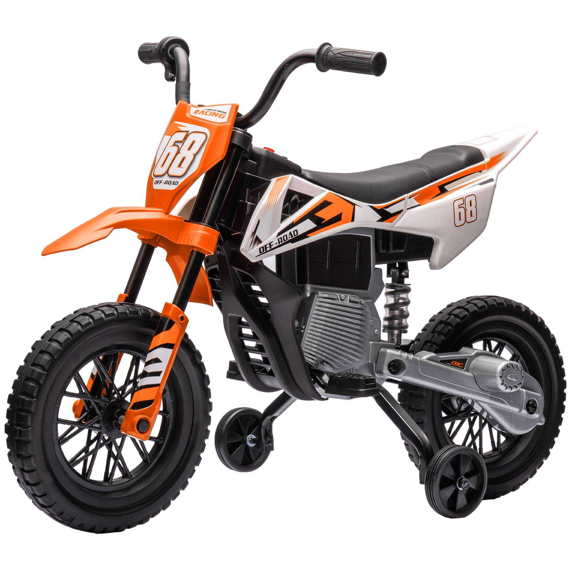 Moto électrique pour enfant moto cross pour enfants de 3 à 6 ans 2 moteurs 12V vitesse 5 km/h 109,5x60x72,5cm orange - Image 2