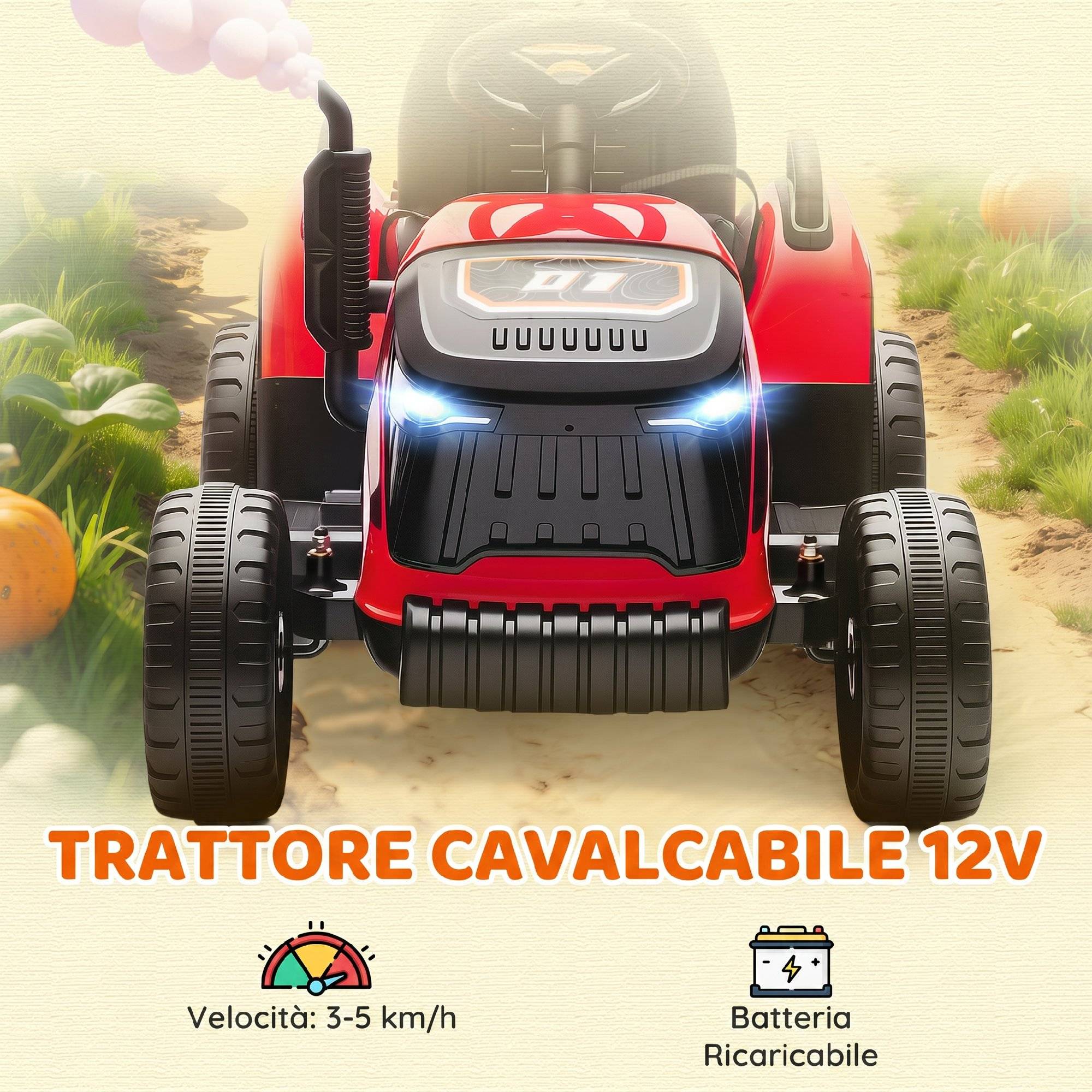 2 en 1 tracteur électrique pour enfants 3-8 ans, remorque détachable, télécommande, musique, lumières, rouge - Image 6