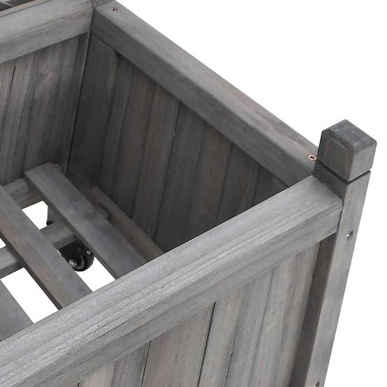 Vidaxl - Jardinière avec treillis et roues gris bois massif de sapin vidaXL 3207648 - Image 10