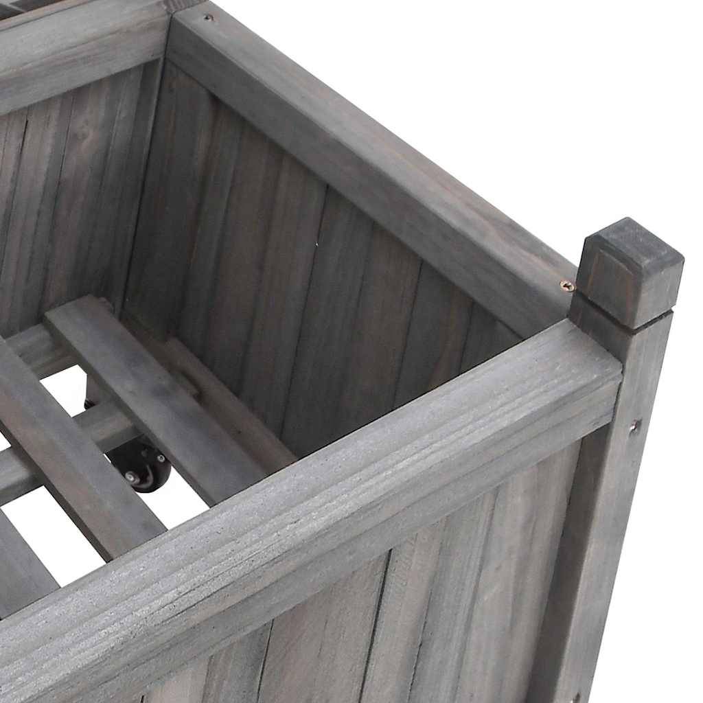 Vidaxl - Jardinière avec treillis et roues gris bois massif de sapin vidaXL 3207648 - Image 10