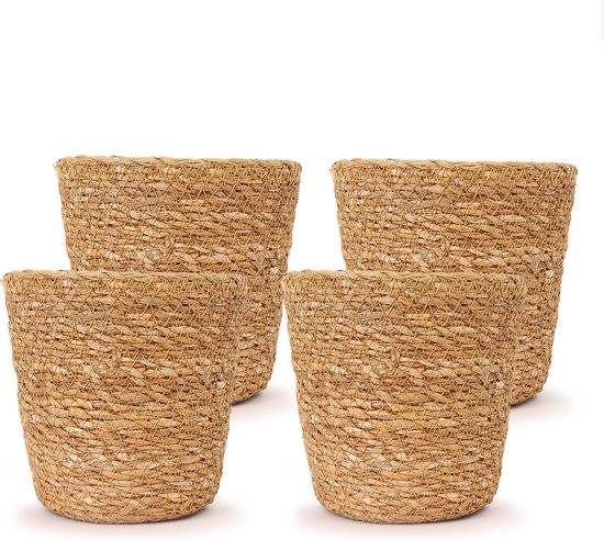 Lot de 4 - Cache-pots Maki - Pots de fleurs - Fabriqués en jonc de mer durable - H. 13 cm - Ø13 cm - Image 1