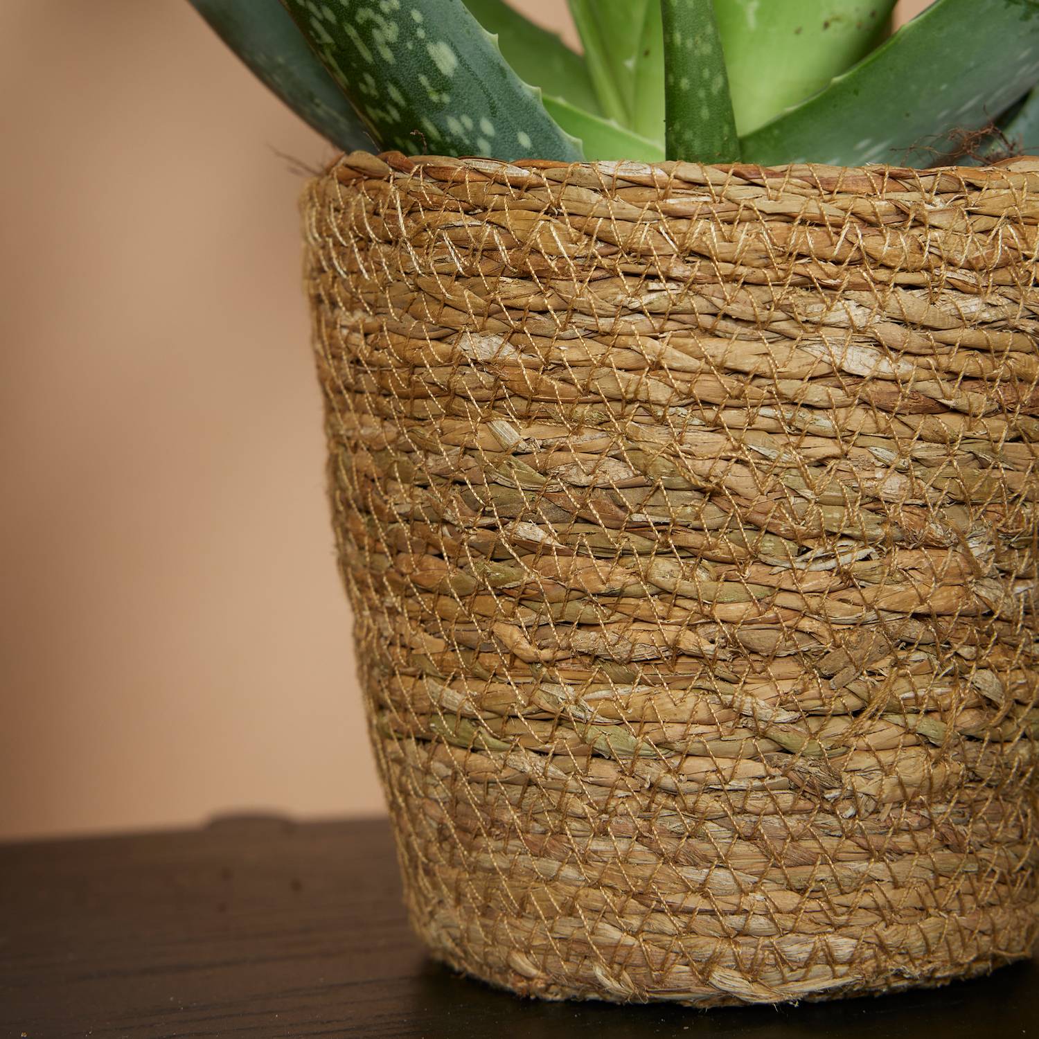 Lot de 4 - Cache-pots Maki - Pots de fleurs - Fabriqués en jonc de mer durable - H. 13 cm - Ø13 cm - Image 3
