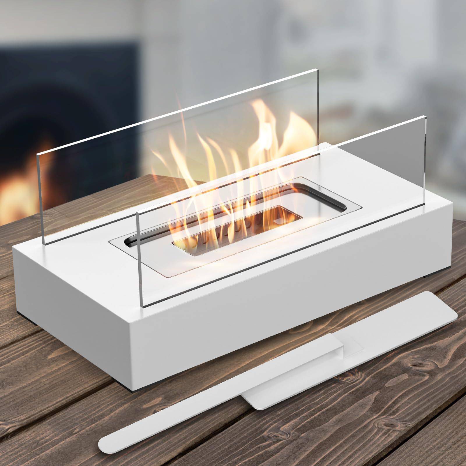 Cheminée de table pour balcon, décoration, intérieur et extérieur, ambiance feu de camp, Blanc-Lytech - Image 4