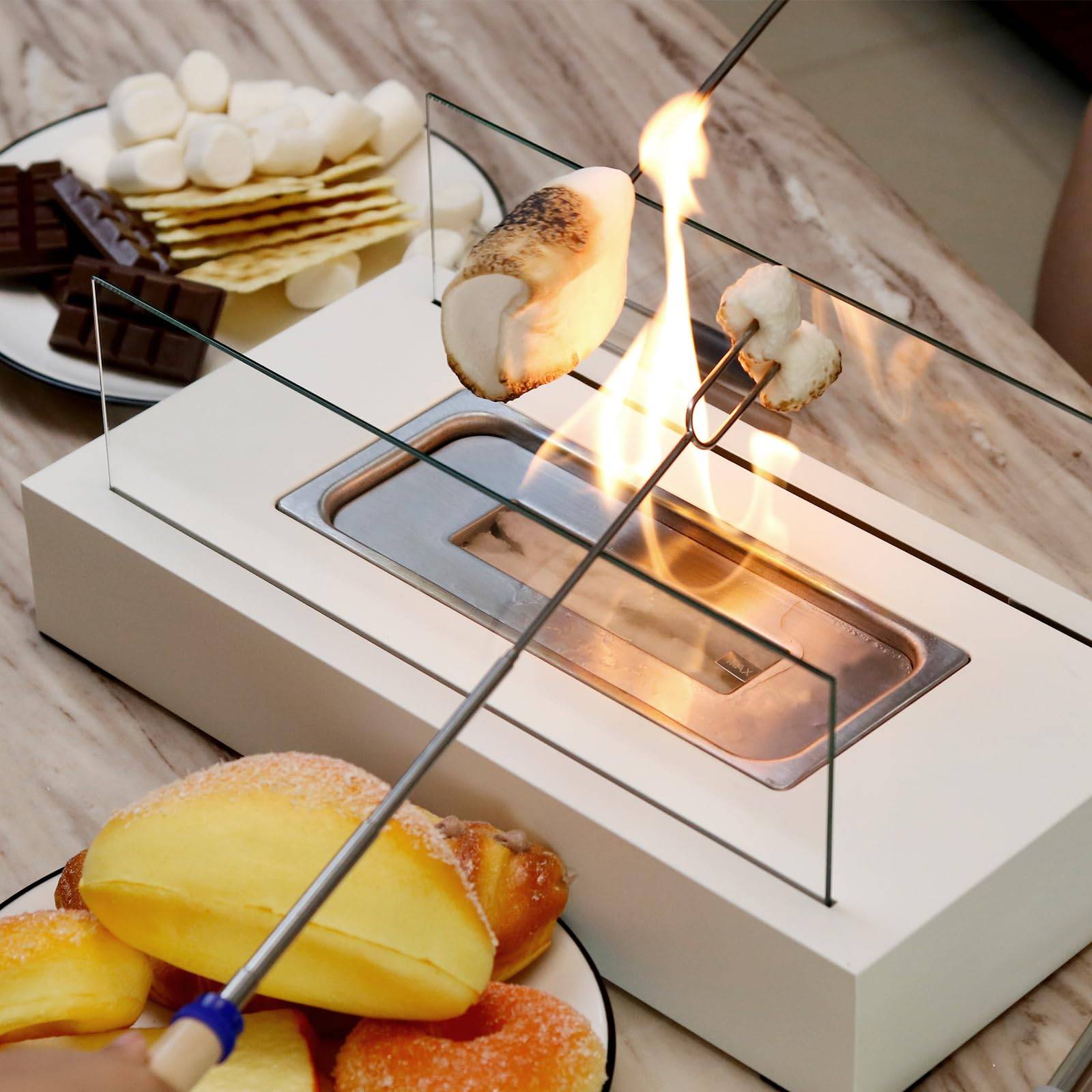 Cheminée de table pour balcon, décoration, intérieur et extérieur, ambiance feu de camp, Blanc-Lytech - Image 2
