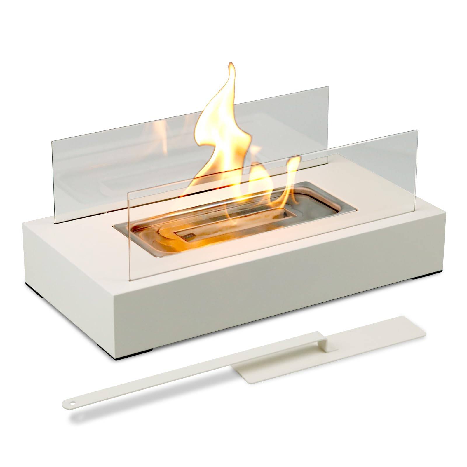 Cheminée de table pour balcon, décoration, intérieur et extérieur, ambiance feu de camp, Blanc-Lytech - Image 1