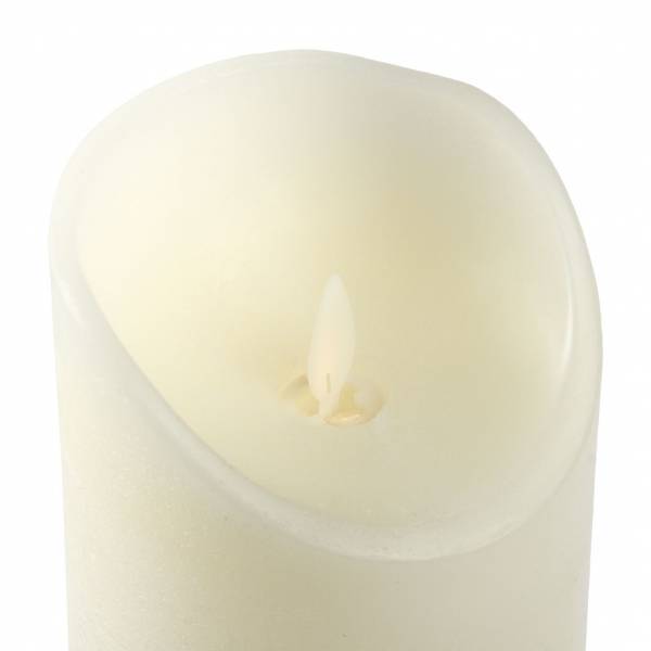 Bougie LED en cire Ivoire Flamme vacillante réaliste à piles H18cm large 9cm Timer Blanc chaud Lotti - Image 4