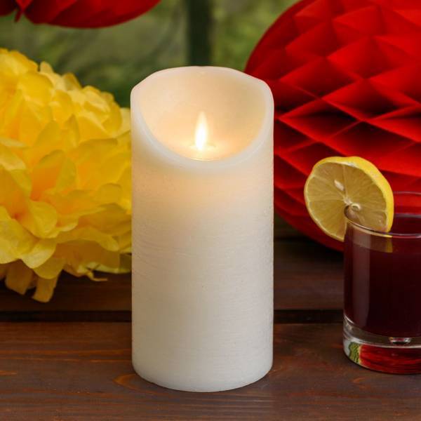 Bougie LED en cire Ivoire Flamme vacillante réaliste à piles H18cm large 9cm Timer Blanc chaud Lotti - Image 8