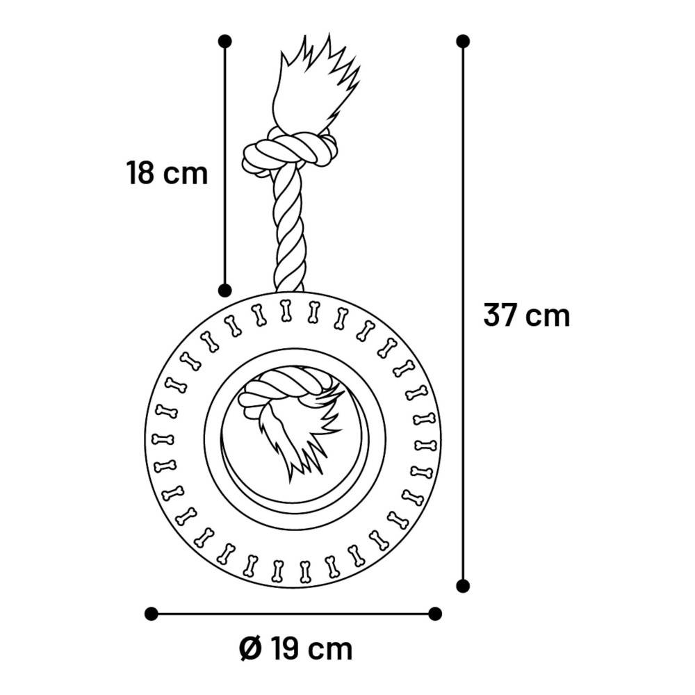 Flamingo - jeux caoutchouc gladiator pneu et corde 20 cm noir pour chien - Image 3