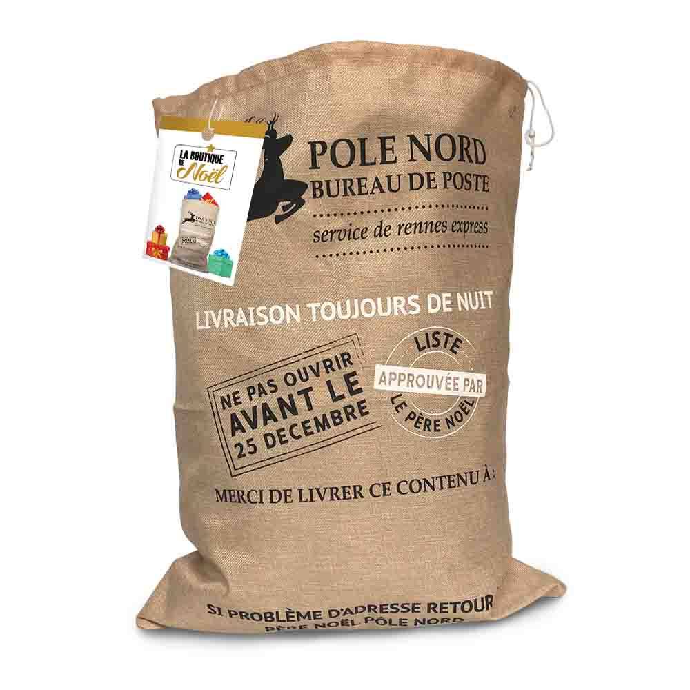 Hotte du Père Noël effet toile de jute, Lot de 4 - Image 6