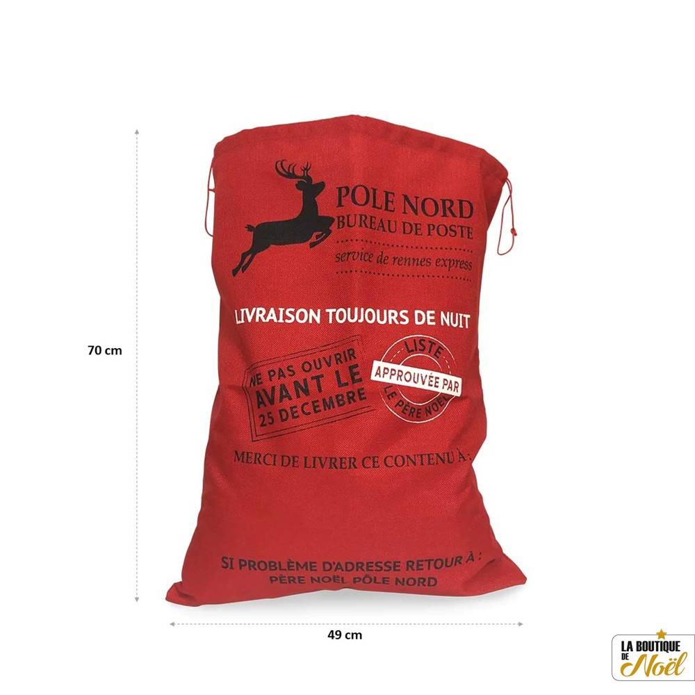 Hotte du Père Noël effet toile de jute, Lot de 4 - Image 4