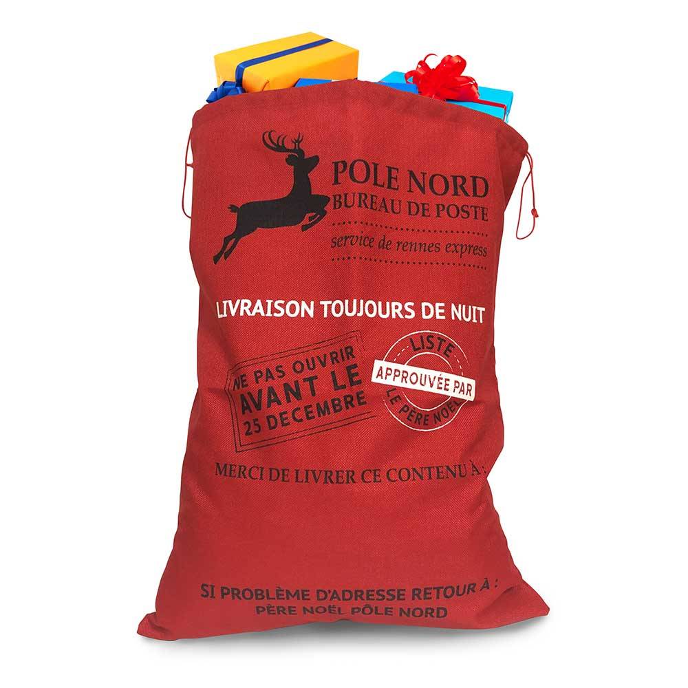 Hotte du Père Noël effet toile de jute, Lot de 4 - Image 2