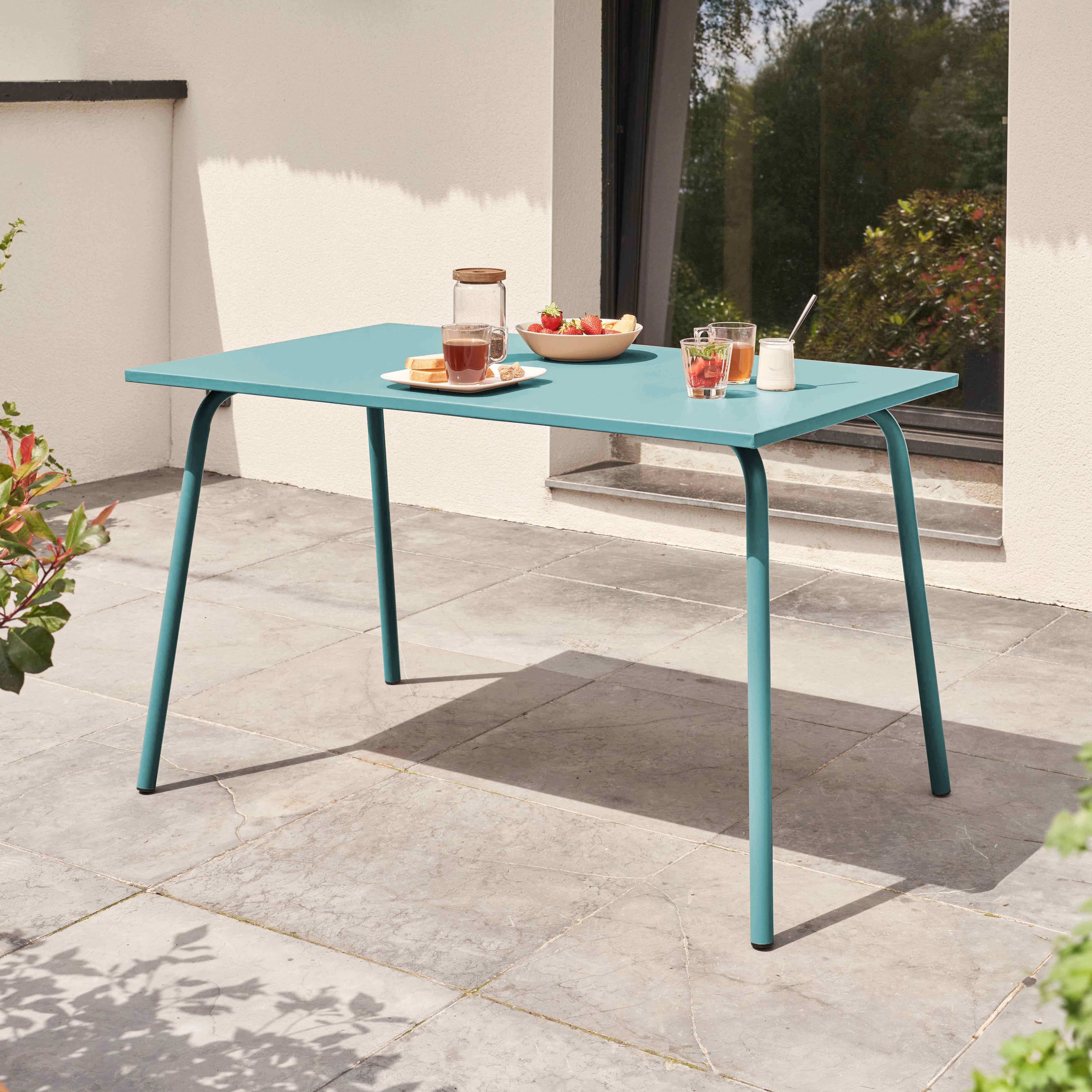 Oviala - Table de jardin en acier 120 x 70 cm turquoise Palavas - Oviala - Image 2