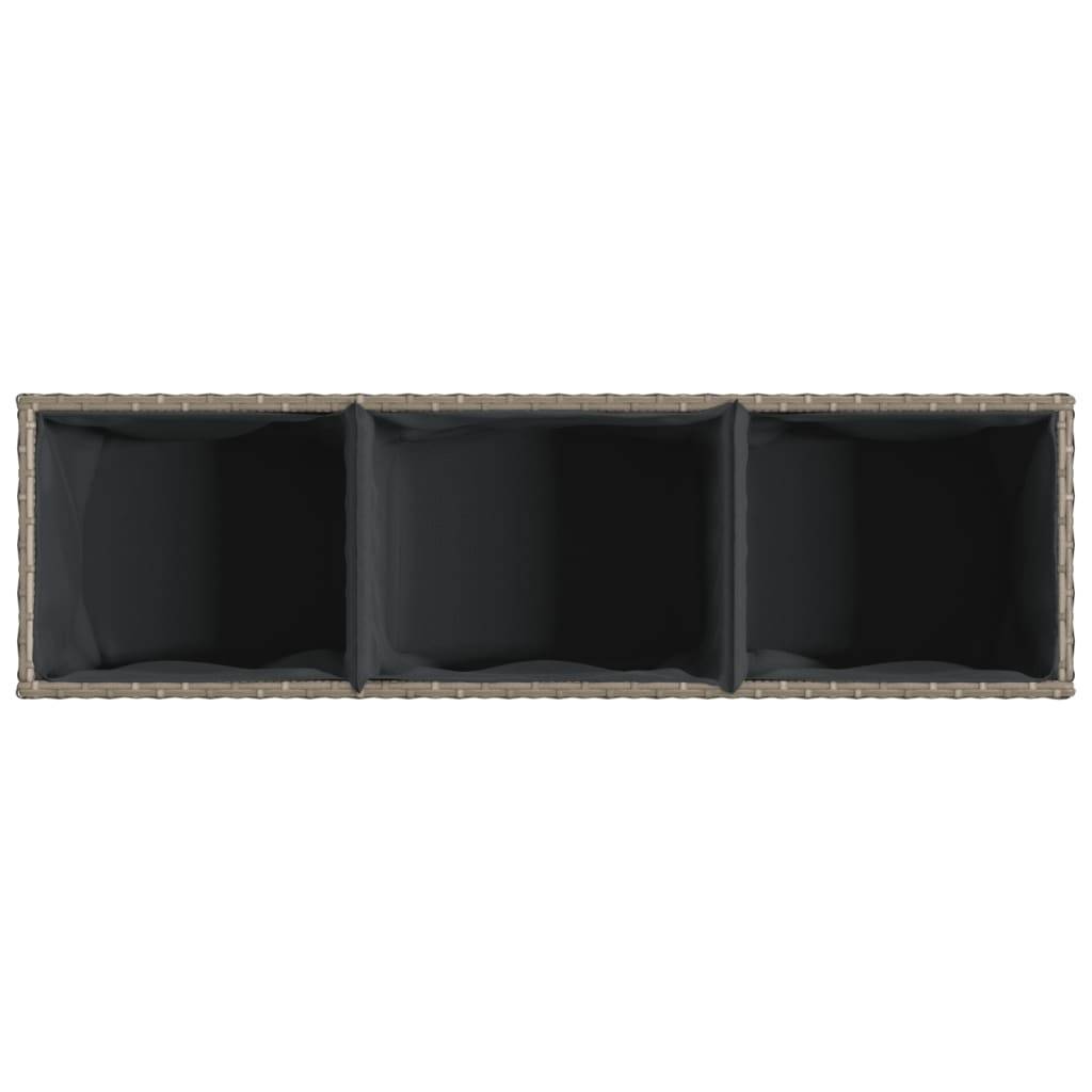 Lot de 2 Bacs à fleurs 3 pots résine tressée pour terrasse séparation végétale 105x30x32 cm Gris - ComfortXL Outdoor Living - Image 9