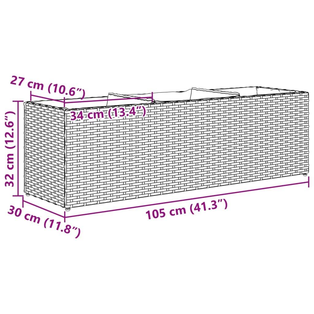 Lot de 2 Bacs à fleurs 3 pots résine tressée pour terrasse séparation végétale 105x30x32 cm Gris - ComfortXL Outdoor Living - Image 6