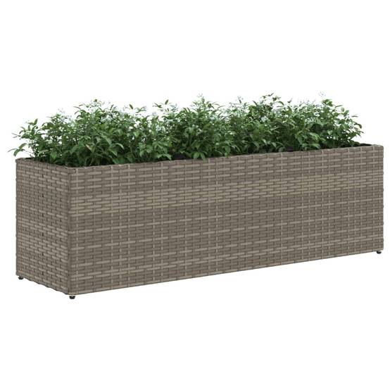 Lot de 2 Bacs à fleurs 3 pots résine tressée pour terrasse séparation végétale 105x30x32 cm Gris - ComfortXL Outdoor Living - Image 4