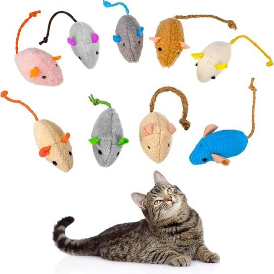 Lot de 9 jouets à l'herbe à chat en forme de souris - Image 1