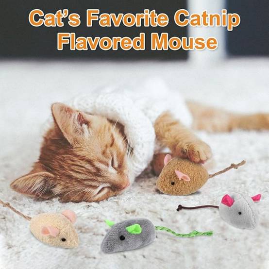 Lot de 9 jouets à l'herbe à chat en forme de souris - Image 5