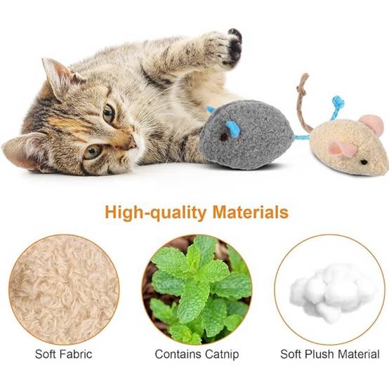 Lot de 9 jouets à l'herbe à chat en forme de souris - Image 4