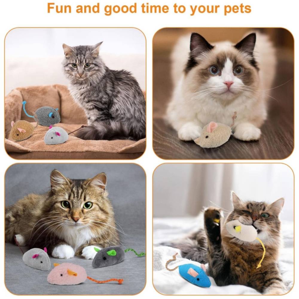 Lot de 9 jouets à l'herbe à chat en forme de souris - Image 2