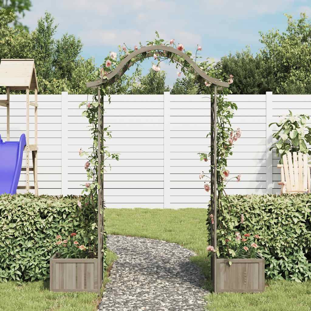 Pergola Arche Jardin 2 Jardinières Bois Sapin Laqué Décoration 175cm Gris - ComfortXL Outdoor Living - Image 3