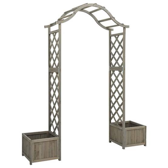Pergola Arche Jardin 2 Jardinières Bois Sapin Laqué Décoration 175cm Gris - ComfortXL Outdoor Living - Image 2