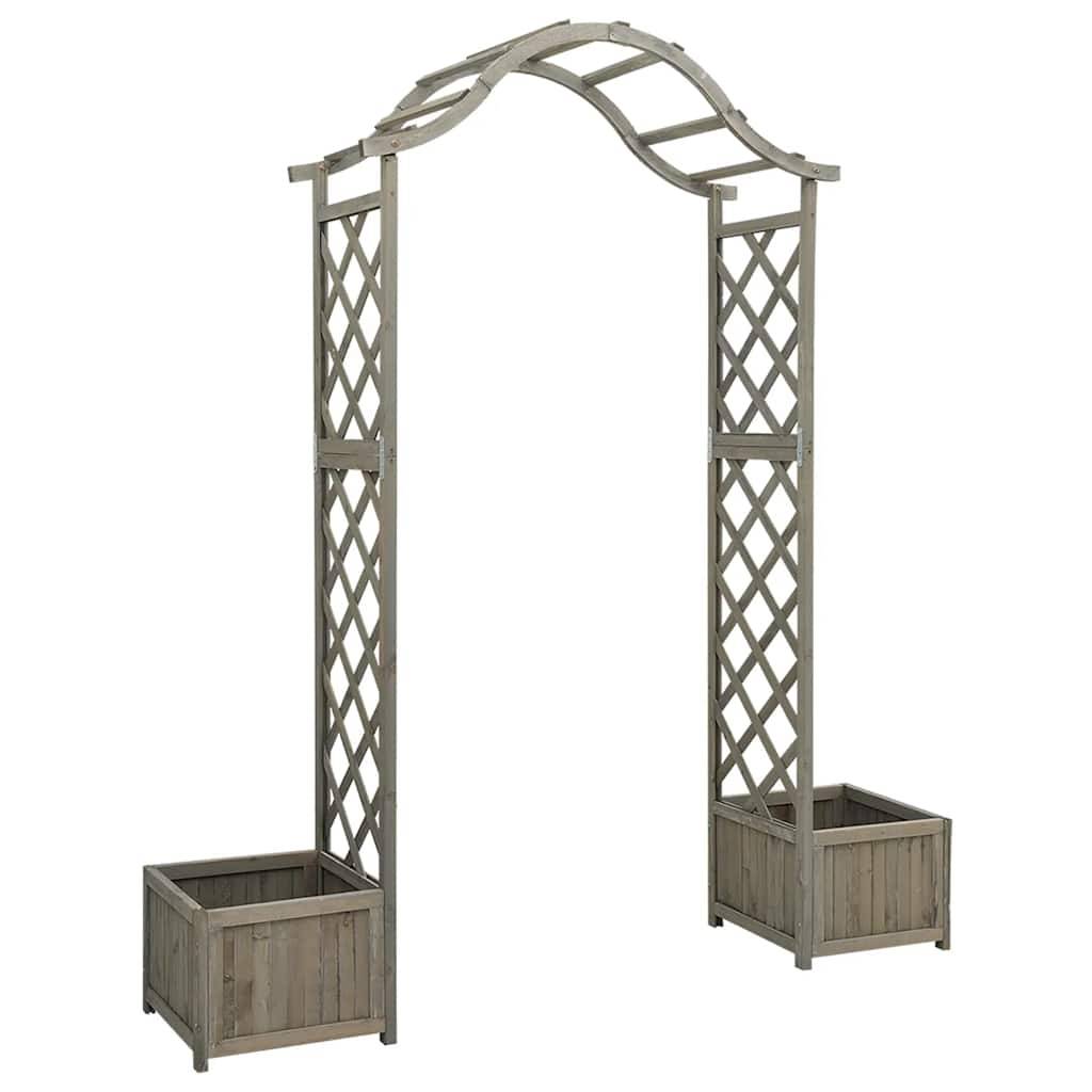 Pergola Arche Jardin 2 Jardinières Bois Sapin Laqué Décoration 175cm Gris - ComfortXL Outdoor Living - Image 2