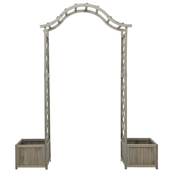 Pergola Arche Jardin 2 Jardinières Bois Sapin Laqué Décoration 175cm Gris - ComfortXL Outdoor Living - Image 4