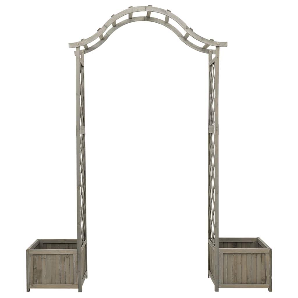 Pergola Arche Jardin 2 Jardinières Bois Sapin Laqué Décoration 175cm Gris - ComfortXL Outdoor Living - Image 4