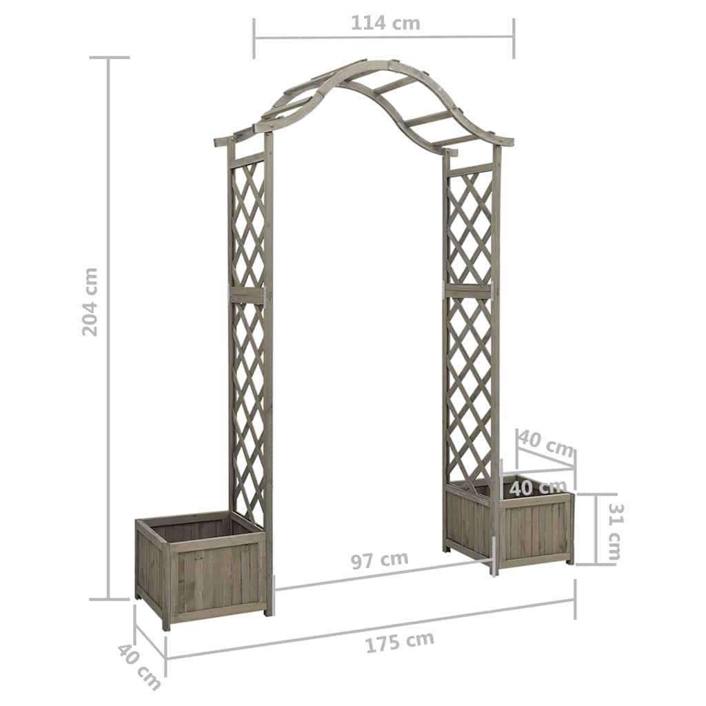 Pergola Arche Jardin 2 Jardinières Bois Sapin Laqué Décoration 175cm Gris - ComfortXL Outdoor Living - Image 7