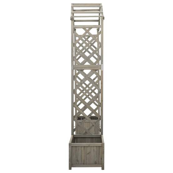 Pergola Arche Jardin 2 Jardinières Bois Sapin Laqué Décoration 175cm Gris - ComfortXL Outdoor Living - Image 5