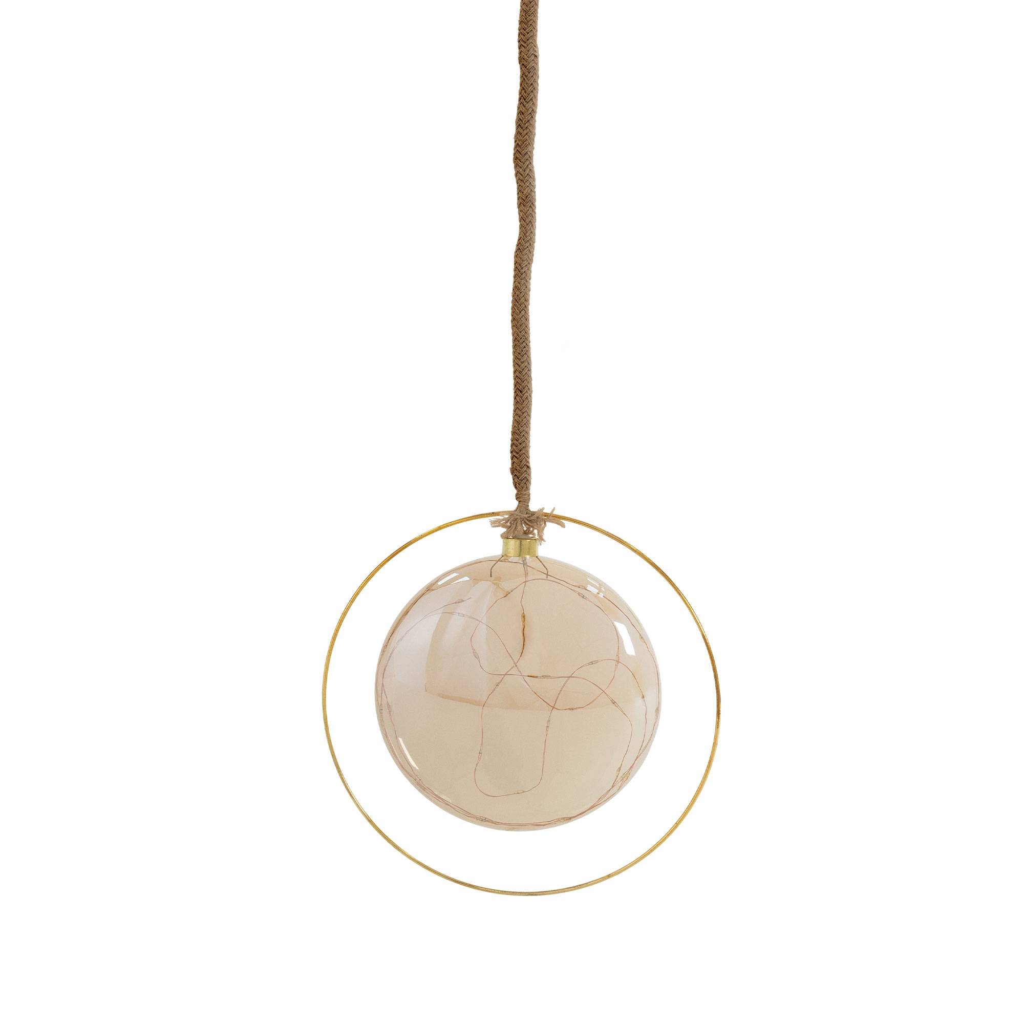 Ecd-Germany - Boule de Noël suspendue avec LED décoration de Noël en verre doré Ø18 cm - Image 1