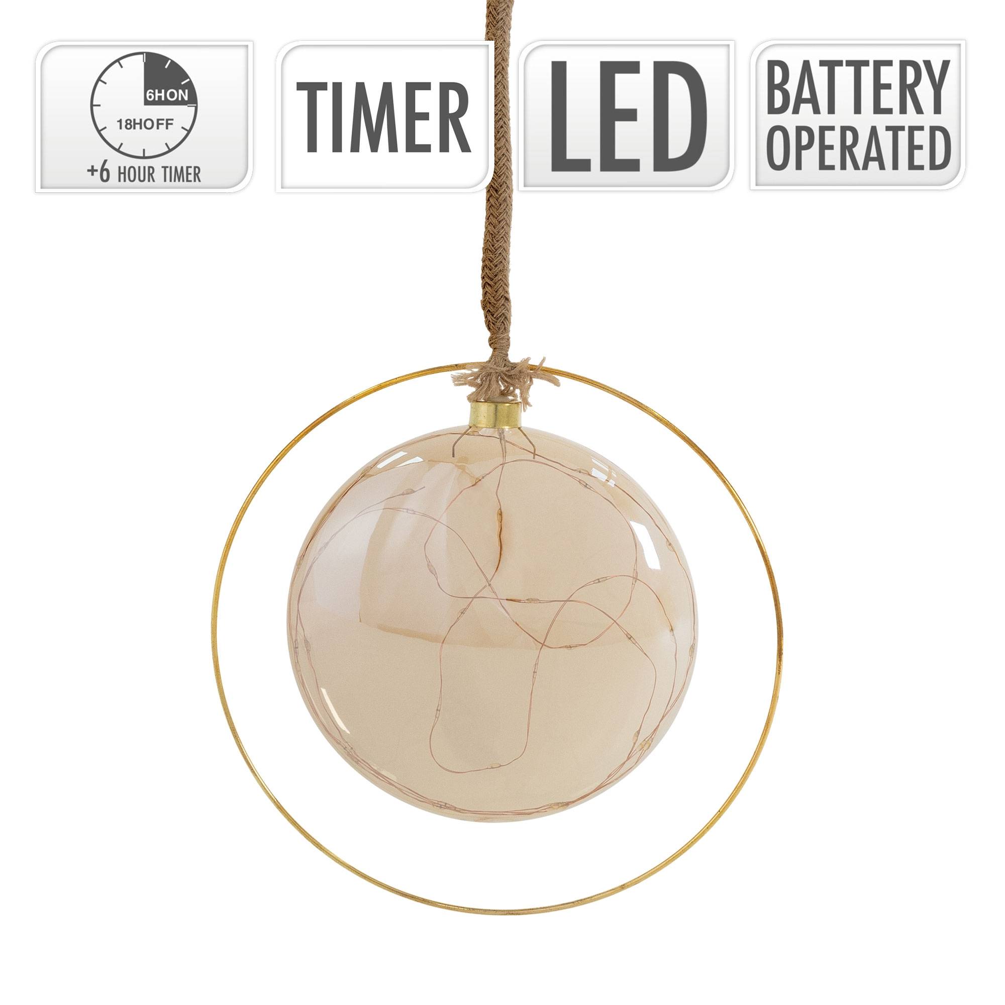 Ecd-Germany - Boule de Noël suspendue avec LED décoration de Noël en verre doré Ø18 cm - Image 4
