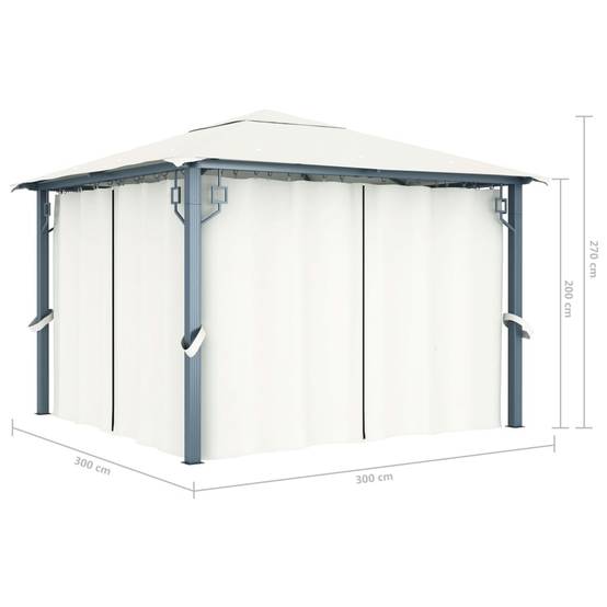 Pavillon en Aluminium avec Rideaux Moustiquaires et Éclairage LED pour Jardin Crème 3x3 m – ComfortXL Outdoor Living - Image 6