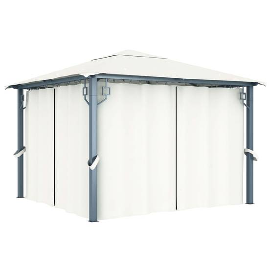 Pavillon en Aluminium avec Rideaux Moustiquaires et Éclairage LED pour Jardin Crème 3x3 m – ComfortXL Outdoor Living - Image 3