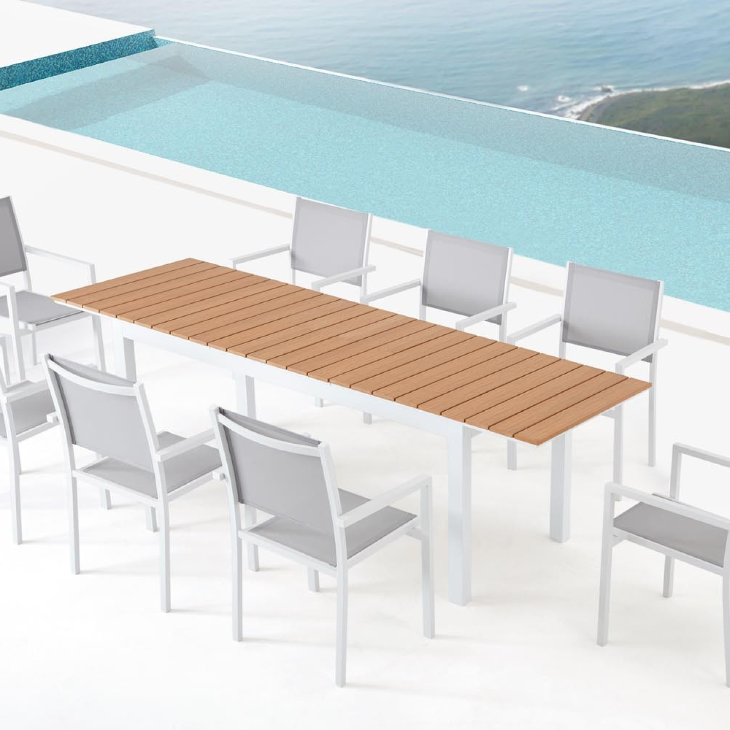Table extensible de jardin 8 places en aluminium et bois MADEIRA - Image 2