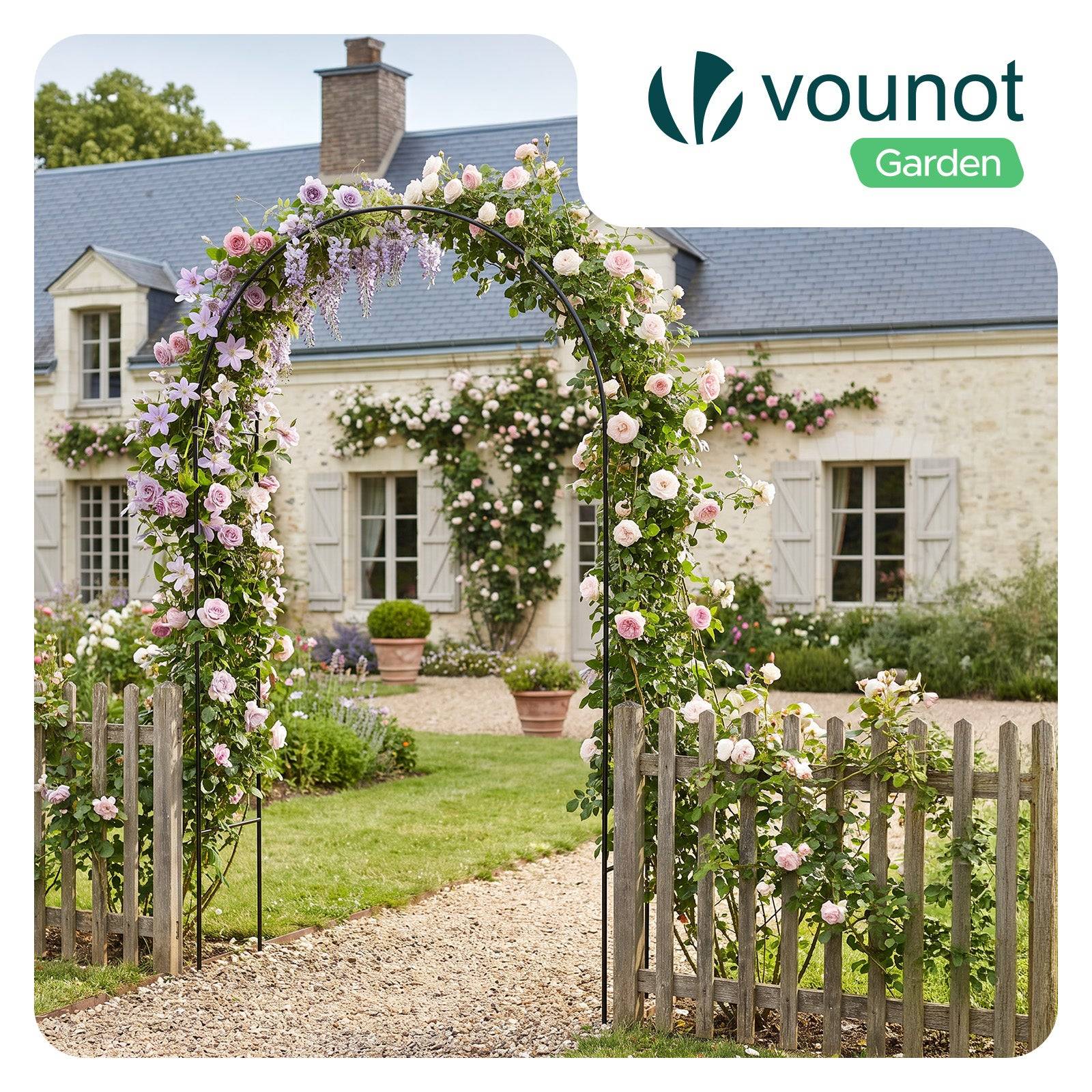 Vounot - Lot de 2 Arches de jardin en métal noir 140x37x240 cm - Support pour plantes grimpantes et rosiers - Structure modulable - VOUNOT® - Image 2