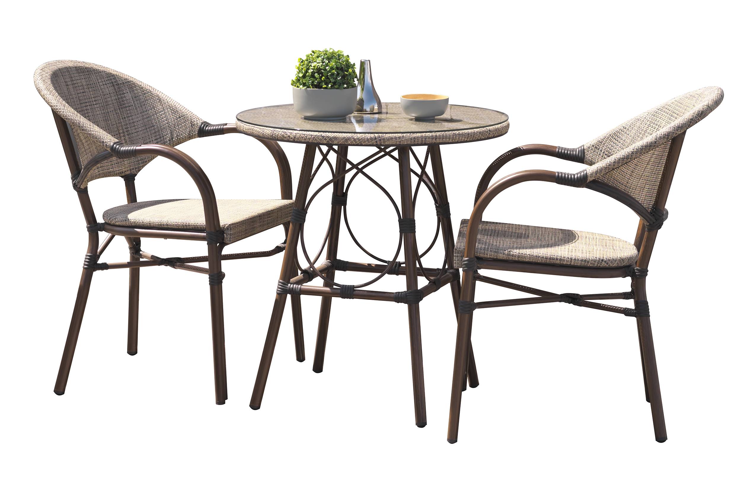 Dcb Garden - Ensemble repas de jardin 2 places en aluminium - Marron - USHUAIA - Image 5