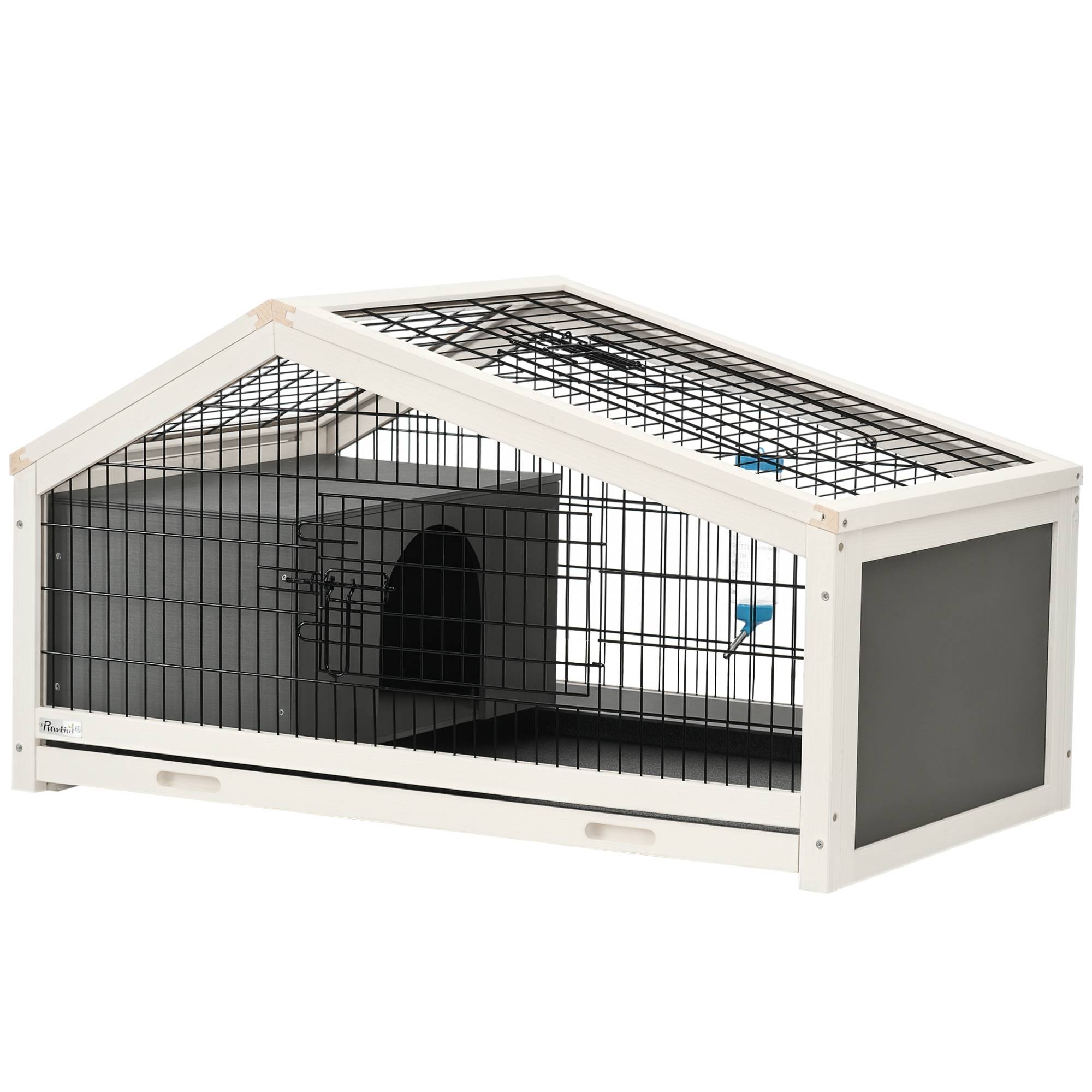 Sans Marque - Clapier bois niche enclos 1 lapin 90x53x50 cm gris foncé - Image 1