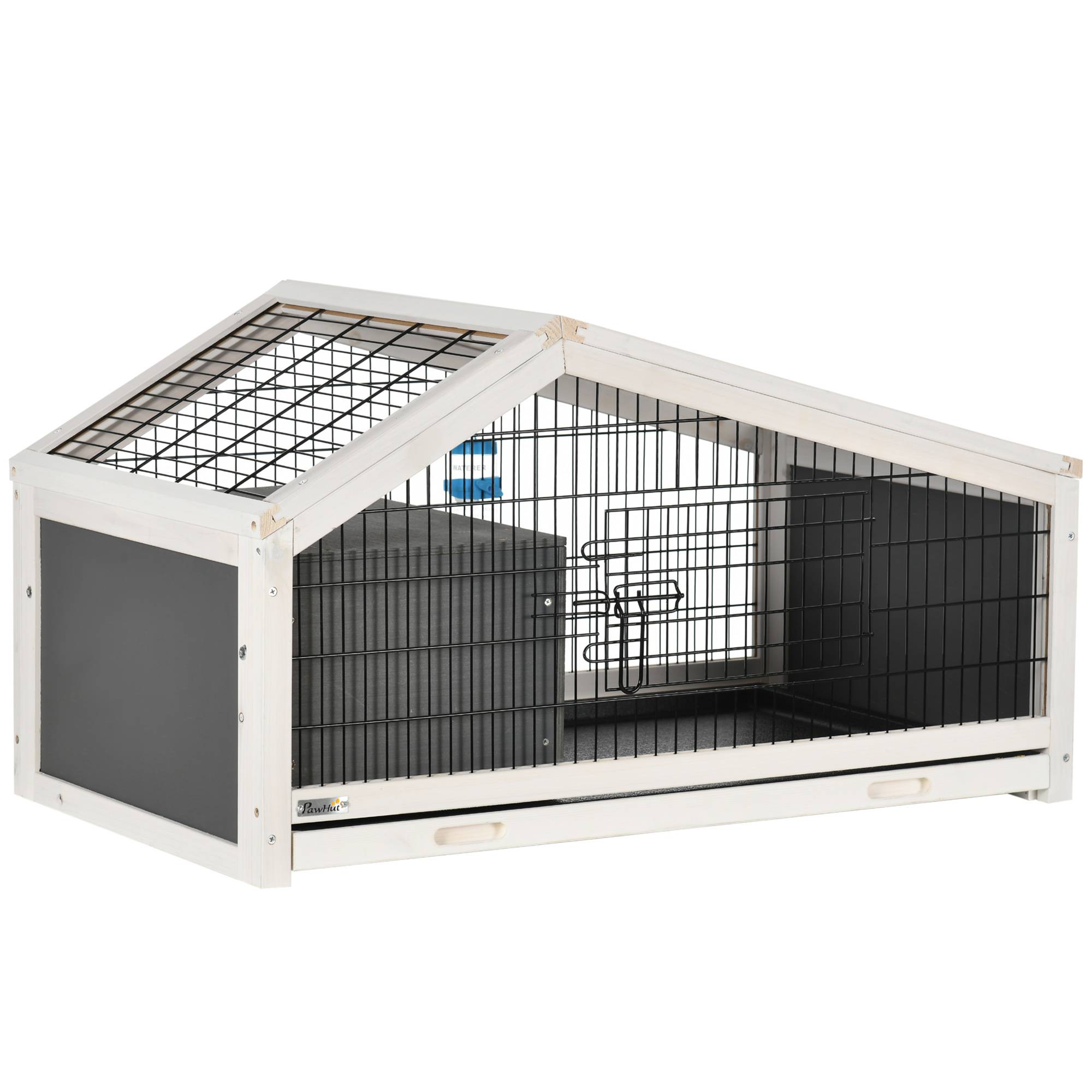 Sans Marque - Clapier bois niche enclos 1 lapin 90x53x50 cm gris foncé - Image 2