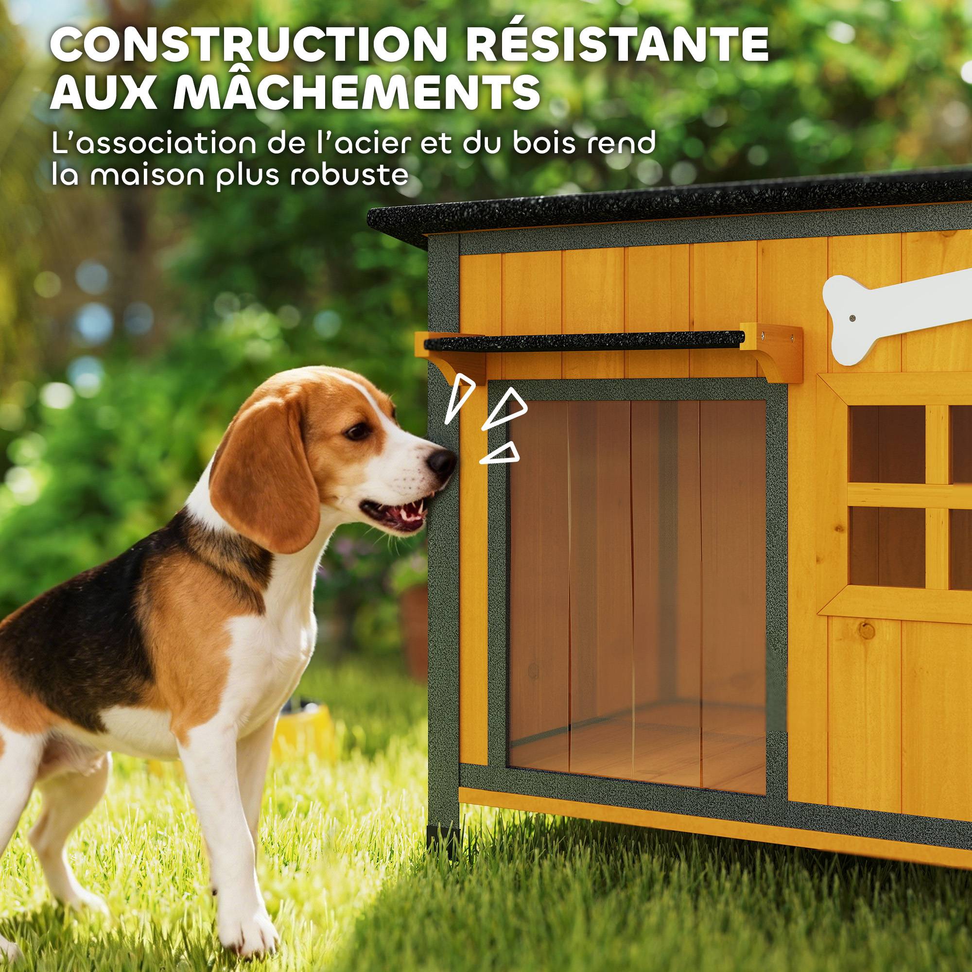 Niche extérieure pour chien résistante aux intempéries, cabane avec plancher amovible - Image 6