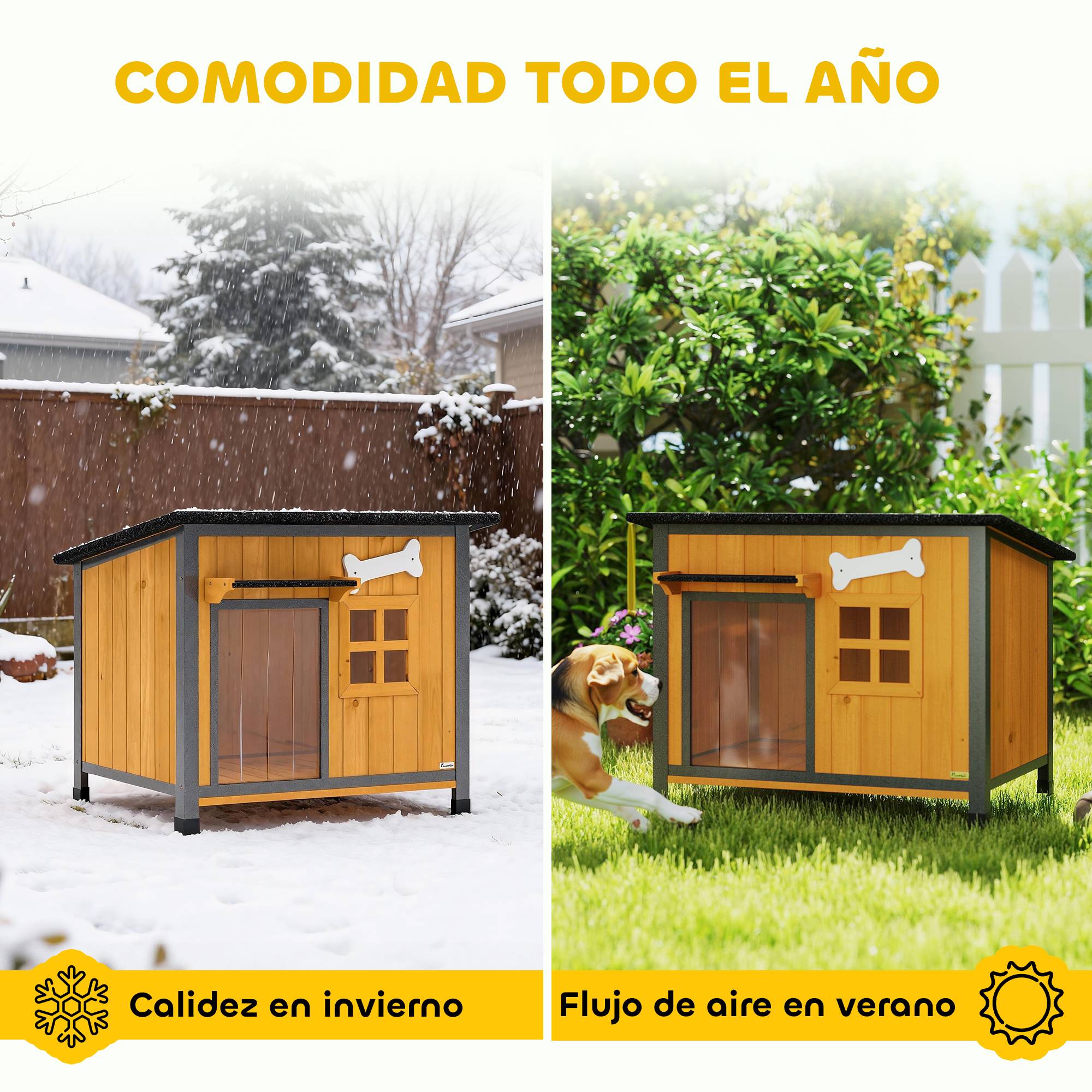 Niche extérieure pour chien résistante aux intempéries, cabane avec plancher amovible - Image 7