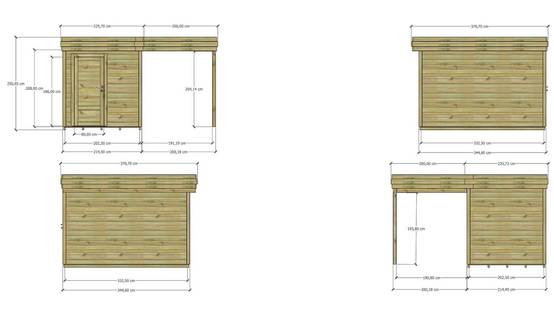 ABRI DE JARDIN bois autoclave 27mm - 4,14x3,44m / 14m2 - Bac acier - Plancher bois - Image 4